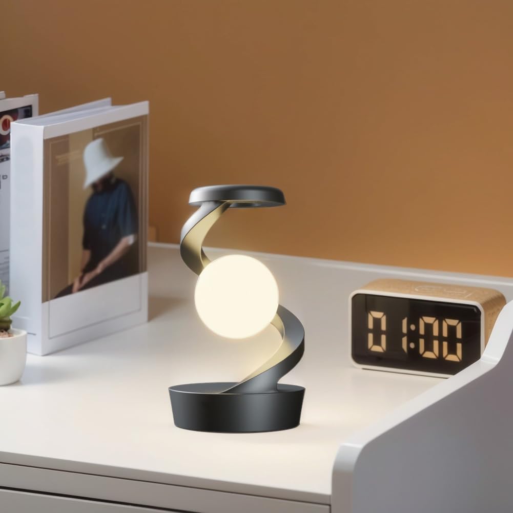 3D Levitating Moon Lamp with Spiral Magnetic Base
