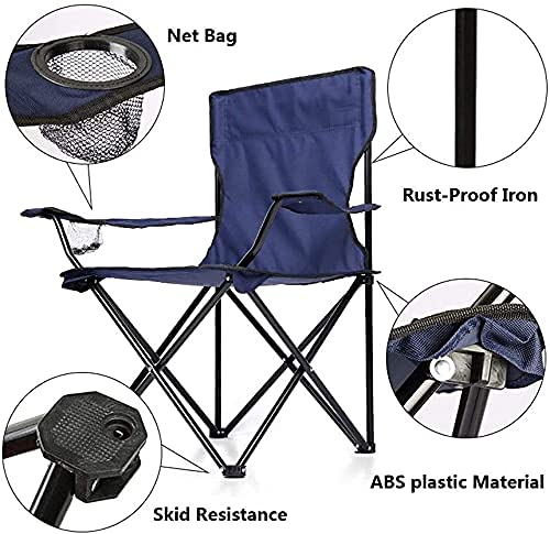 Portable Folding Camping Chair with Drink Holder & Carry Bag