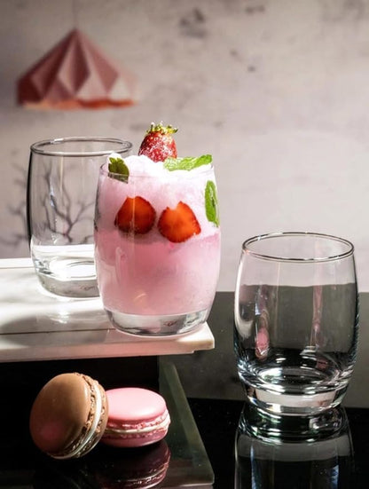 Premium Water & Juice Glass 6 PCS Set Crystal Clear Medium Tumblers, Dishwasher Safe