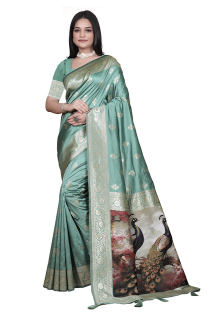 Royal 9 color Banarasi Silk Saree with Peacock woven Pallu  Design