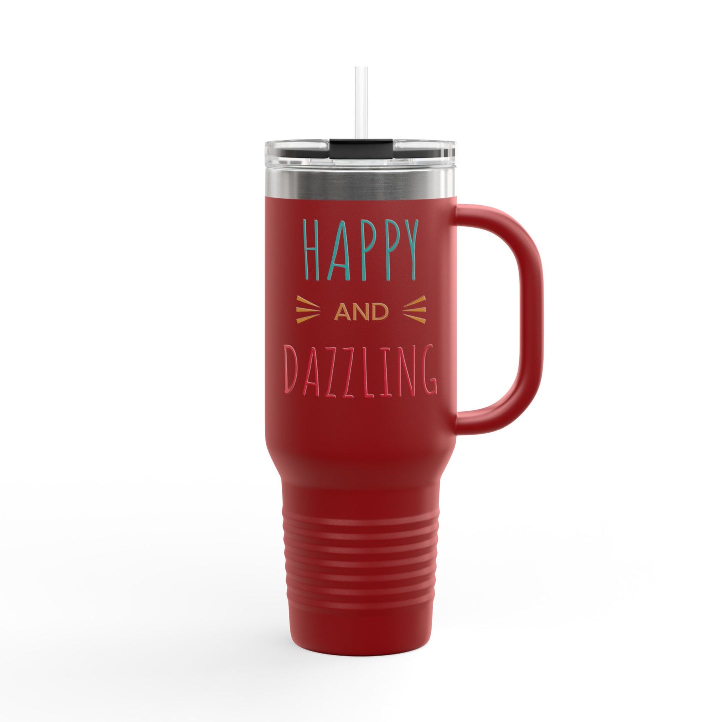 Happy Dazzling Insulated Travel Mug, 40oz - Perfect for On-The-Go, Gifts, Coffee Lovers, Travel Essentials, Joyful Sips