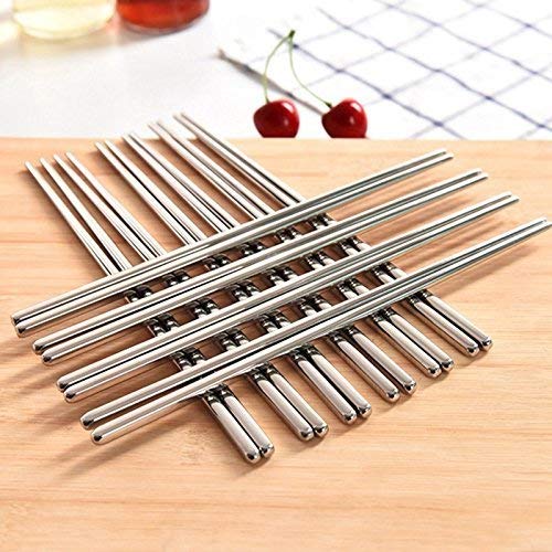 Premium 304 Stainless Steel Chopsticks – 5 Pairs Reusable