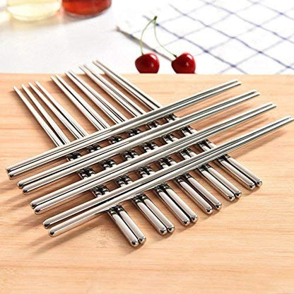 Premium 304 Stainless Steel Chopsticks – 5 Pairs Reusable
