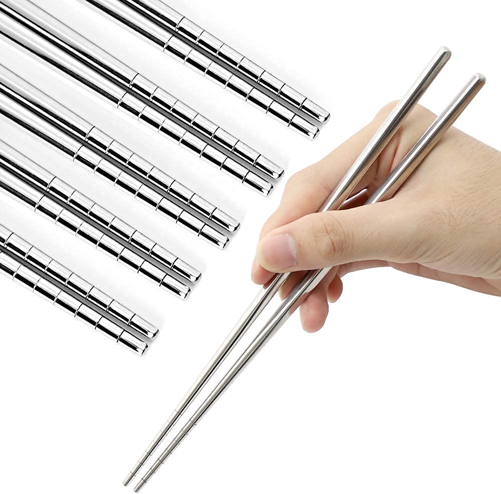 Premium 304 Stainless Steel Chopsticks – 5 Pairs Reusable