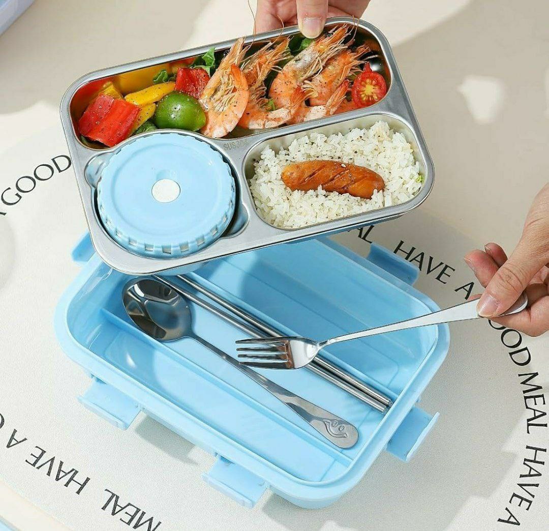 3-Compartment Stainless Steel Bento Lunch Box