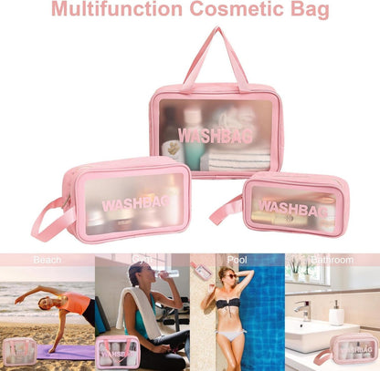 Set of 3 Transparent Waterproof Travel Pouches