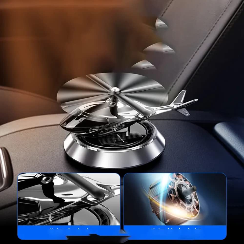 Solar-Powered Helicopter Car Air Freshener – Noiseless Dashboard Perfume Diffuser with Rotating Design