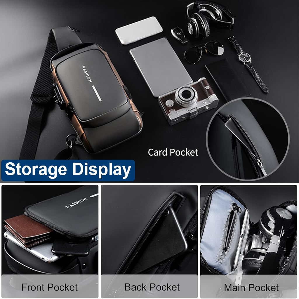Waterproof Sling Bag with USB Charging Port