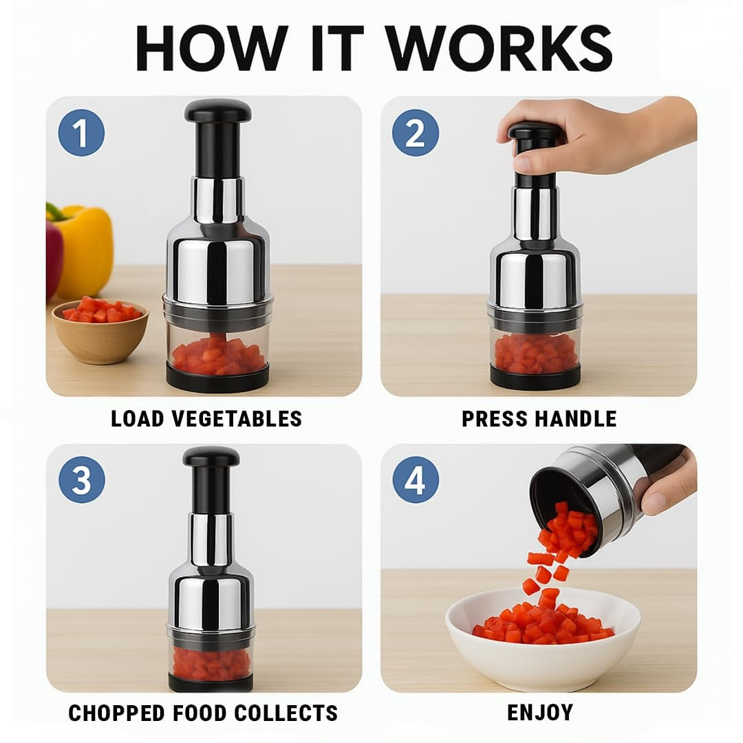 Hand-Press Food Chopper/Cutter