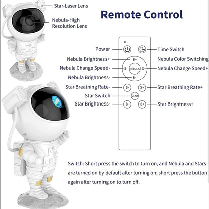 Astronaut Galaxy Projector – 360° Rotating