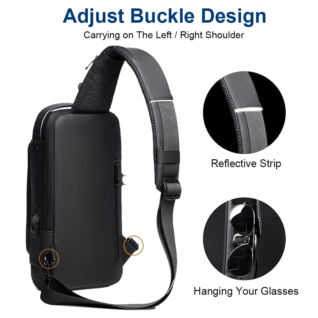 Waterproof Sling Bag with USB Charging Port