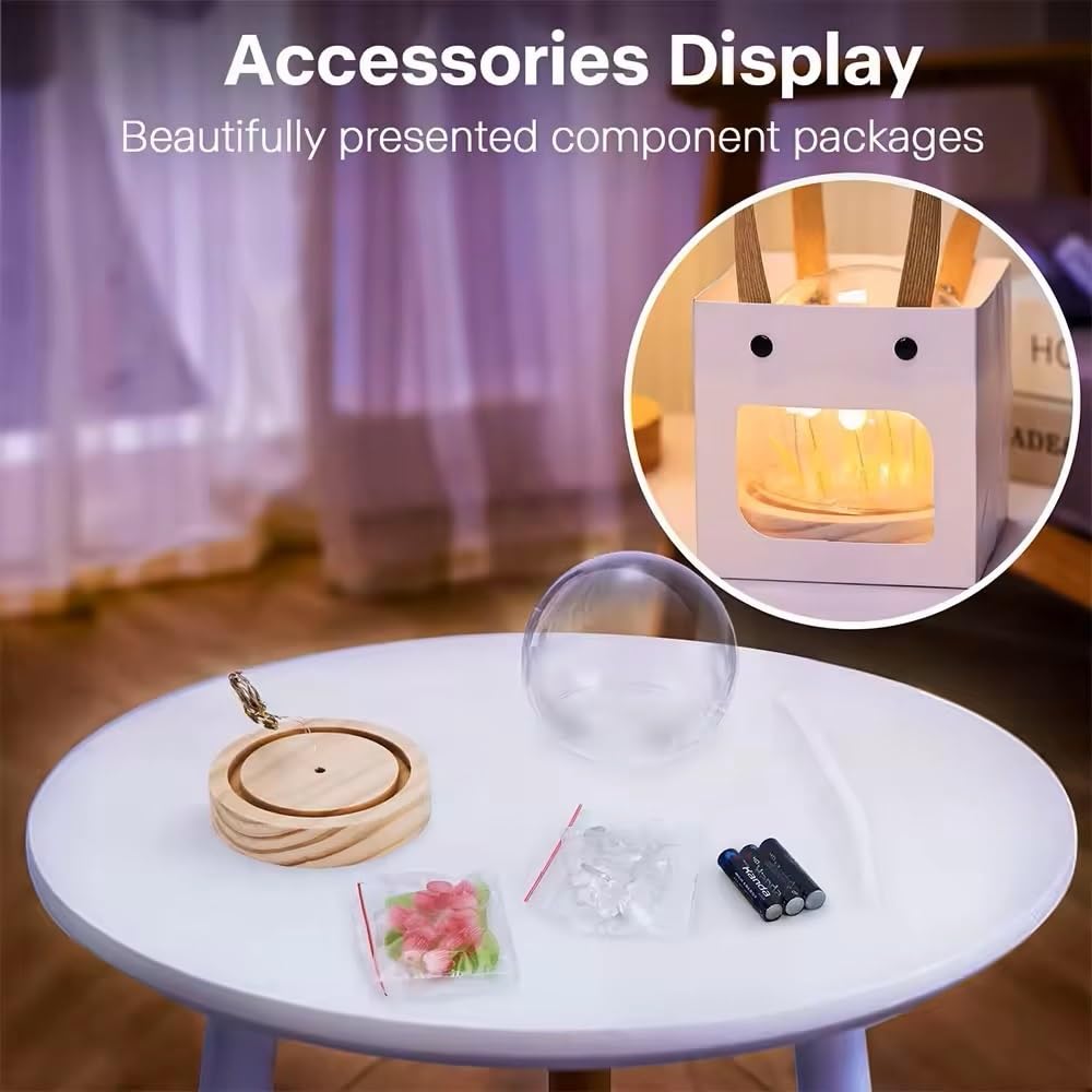 Elegant Wooden Base Tulip LED Flower Lamp