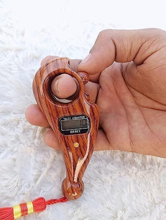 Wooden-Finish Digital Prayer Counter with Compass