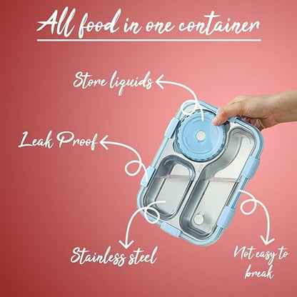 3-Compartment Stainless Steel Bento Lunch Box