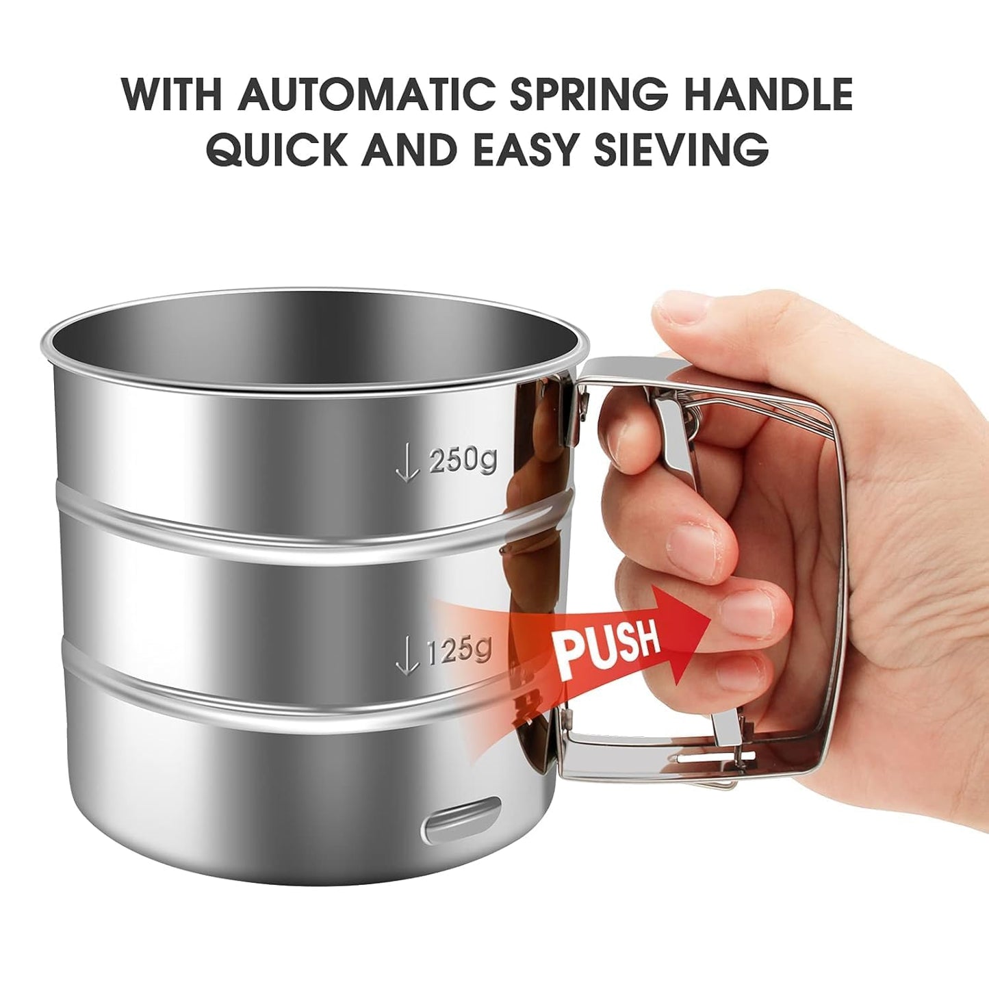 Stainless Steel Flour Sifter with Squeeze Handle