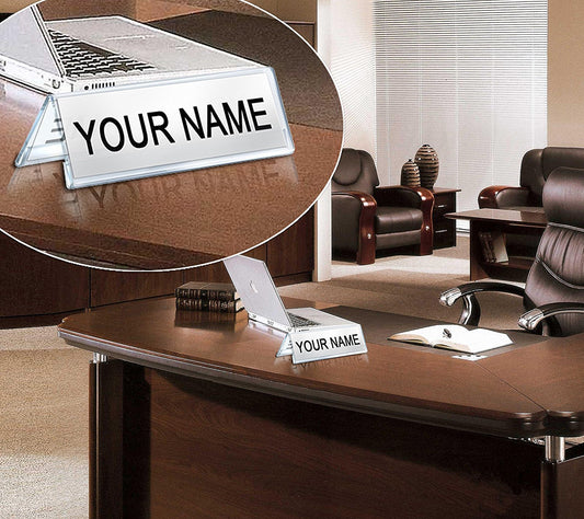 Clear Acrylic Nameplate Holder – Double-Sided Tent Style Desk Name Tag Display (5 PCS)