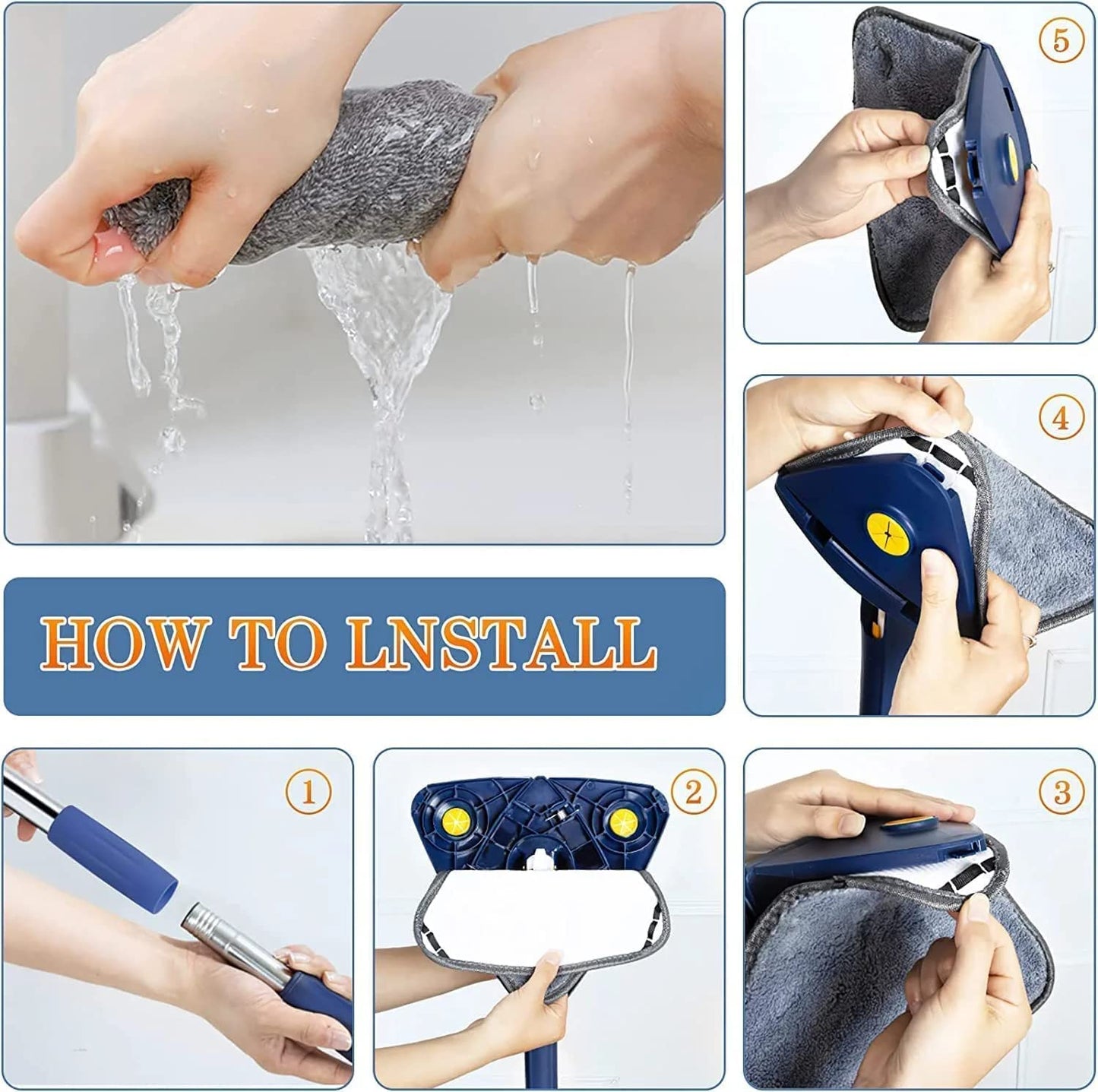 360° Rotating Triangle Cleaning Mop with Long Handle