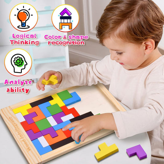 Wooden Pattern Blocks & Tangram Puzzle