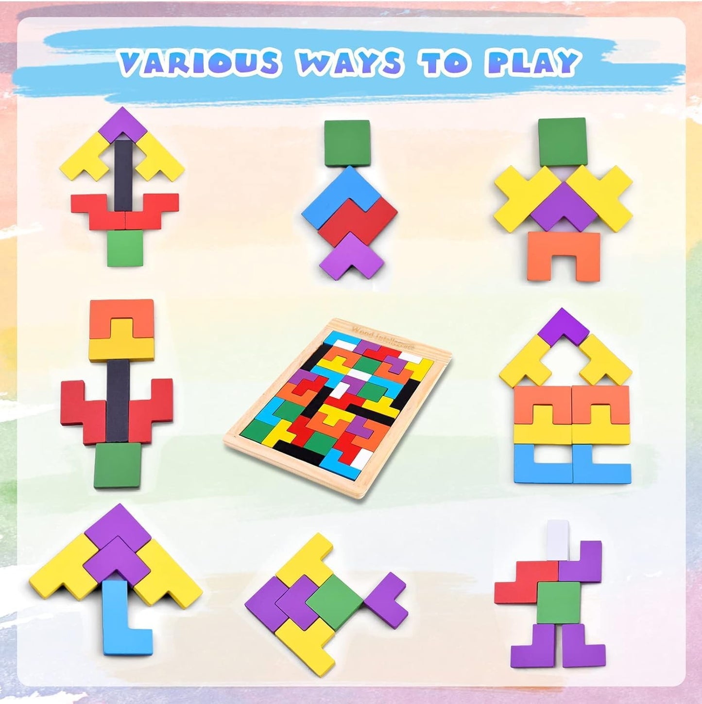 Wooden Pattern Blocks & Tangram Puzzle