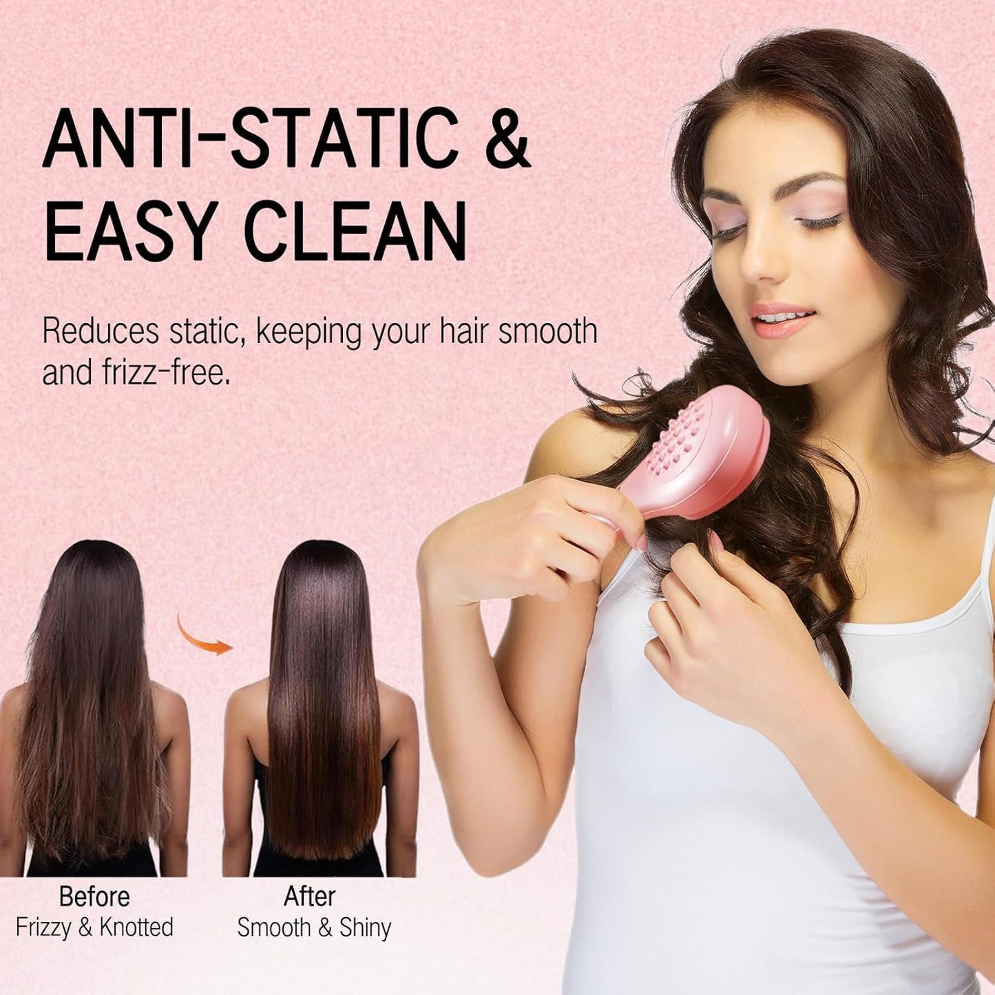Self-Cleaning Hair Brush with Anti-Static