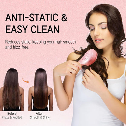 Self-Cleaning Hair Brush with Anti-Static