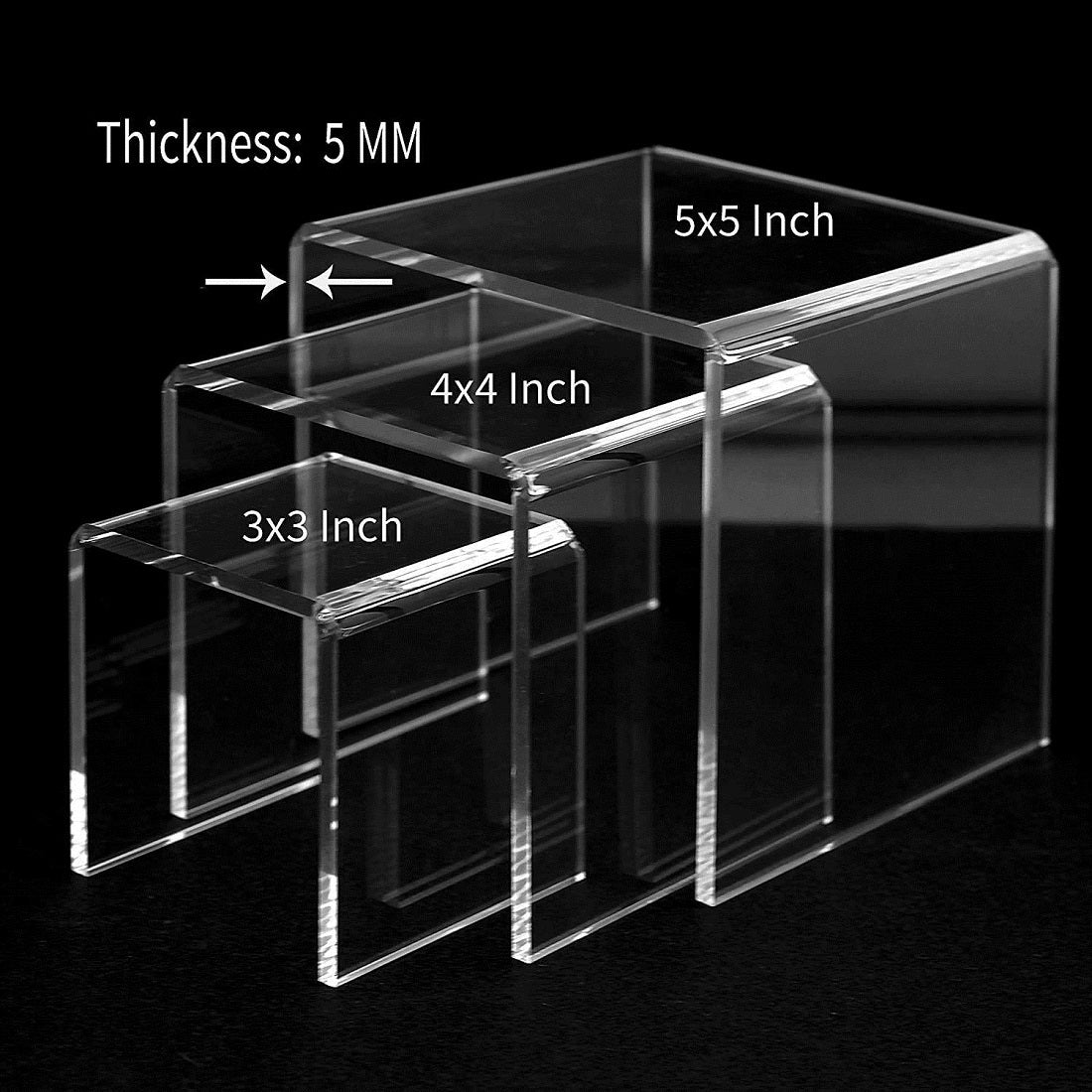Crystal-Clear Acrylic Riser Stand Set – 3-Tier Display Stands for Jewelry, Collectibles & Decor