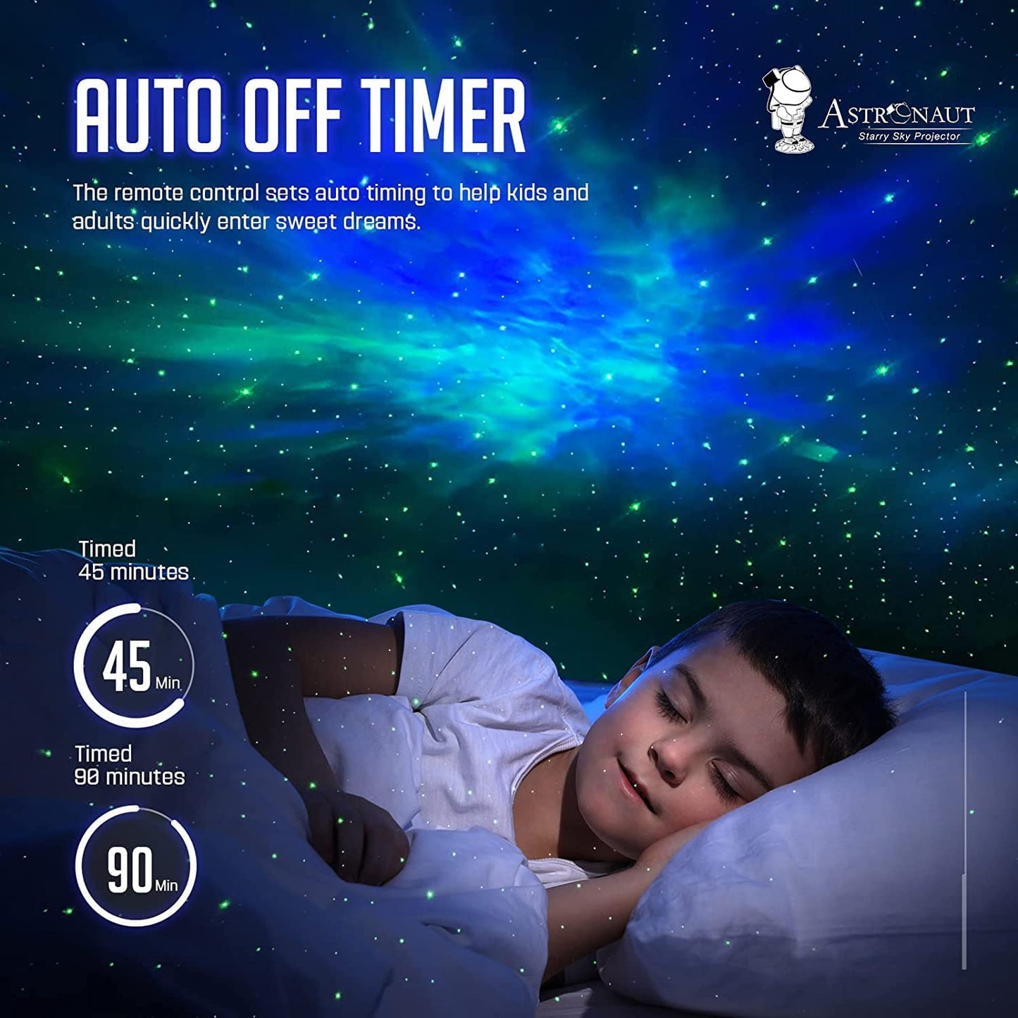 Astronaut Galaxy Projector – 360° Rotating