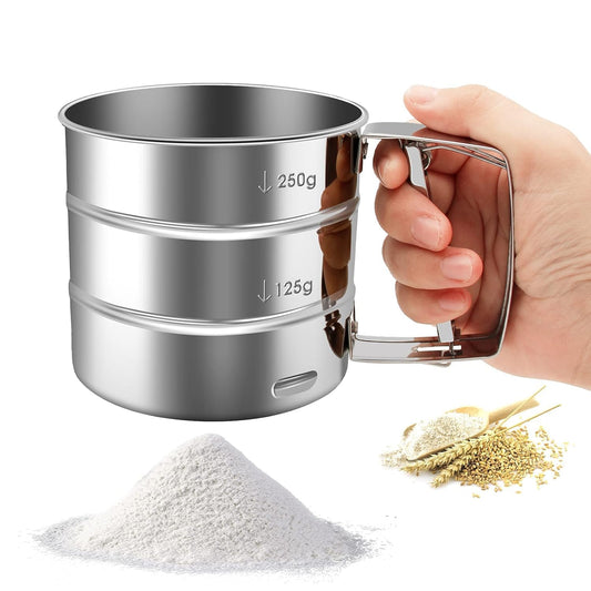 Stainless Steel Flour Sifter with Squeeze Handle