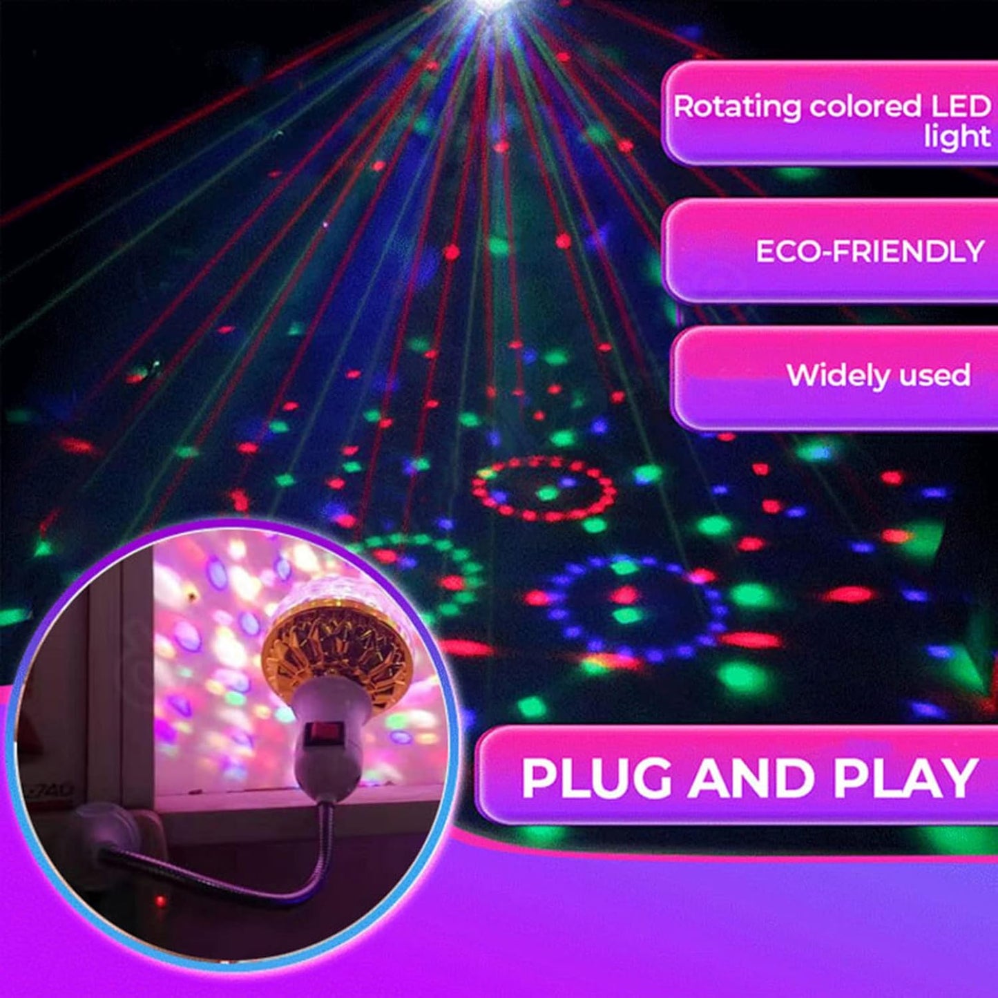 RGB LED Rotating Disco Light Bulb