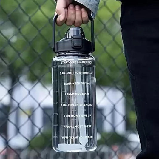 2L Leakproof Transparent Water Bottle With Motivational Time Marker