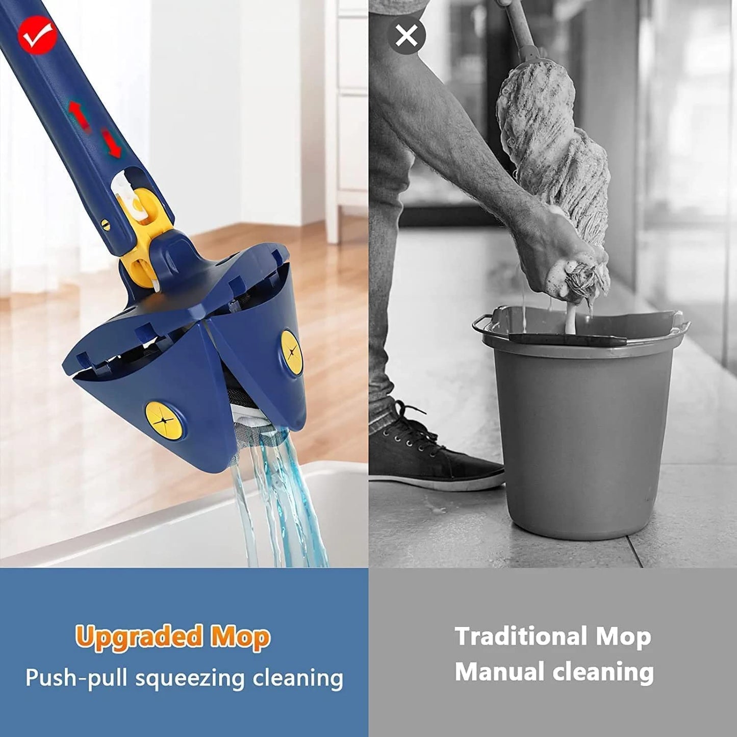 360° Rotating Triangle Cleaning Mop with Long Handle