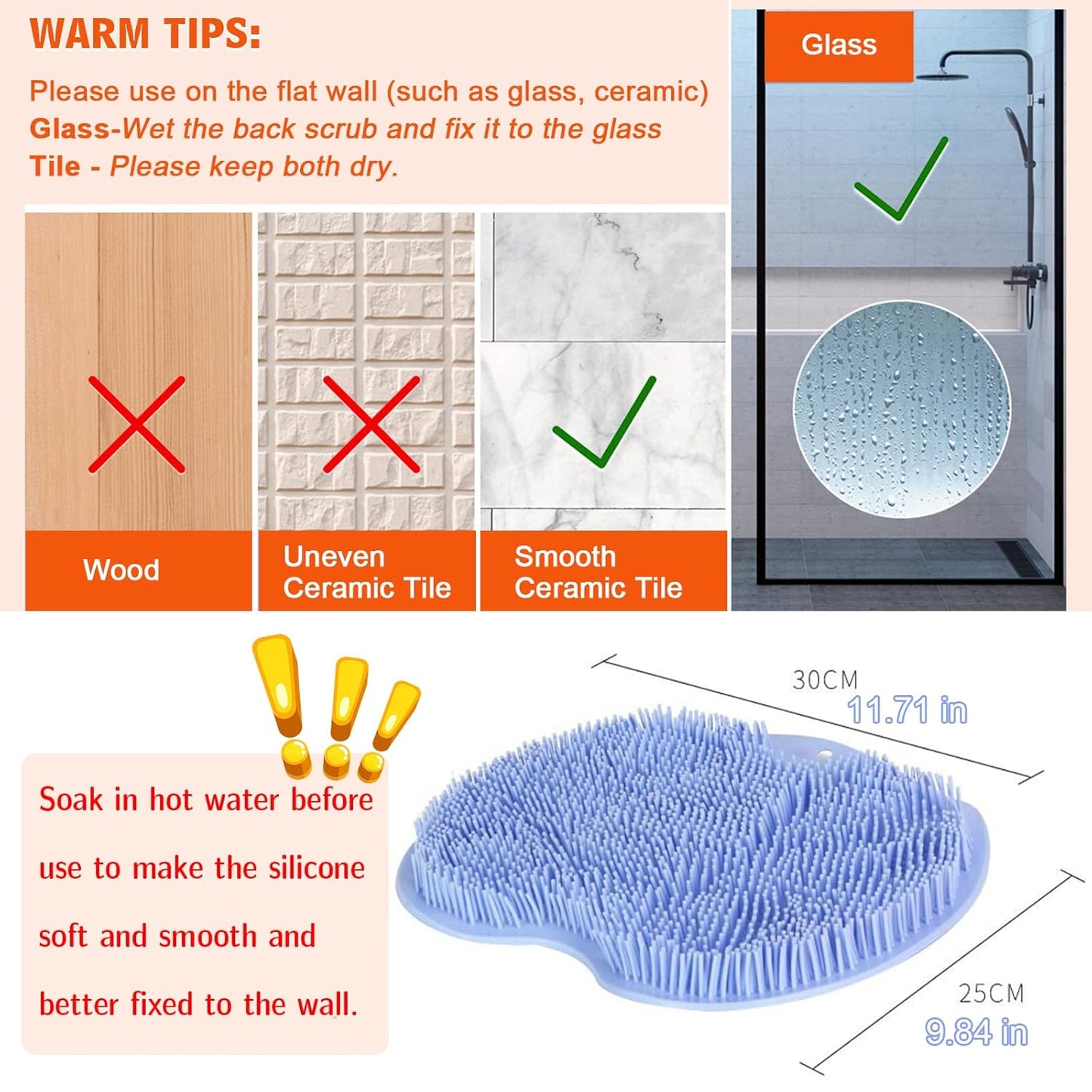 Silicone Back & Foot Scrubber with Suction Cups