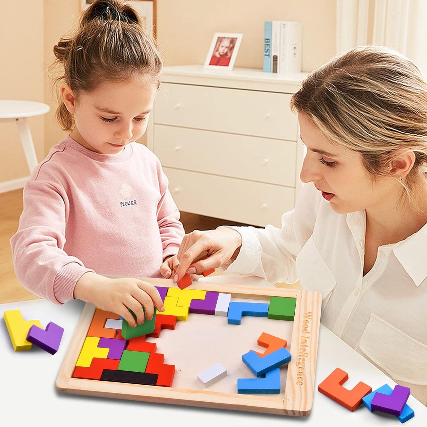 Wooden Pattern Blocks & Tangram Puzzle