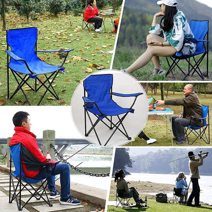 Portable Folding Camping Chair with Drink Holder & Carry Bag