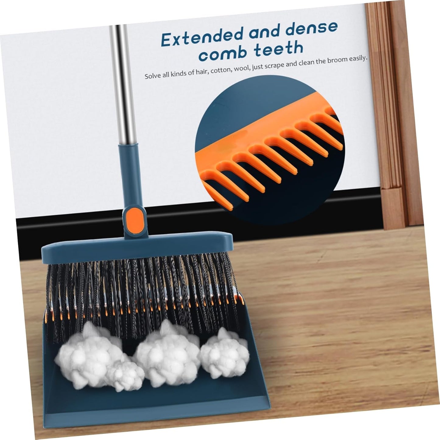 Foldable Broom and Dustpan Set with Long Handle