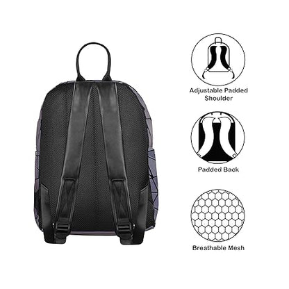 Geometric Leather Luminous Holographic Backpack