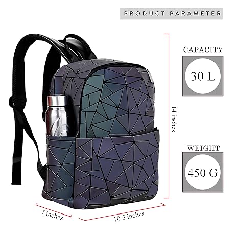 Geometric Leather Luminous Holographic Backpack