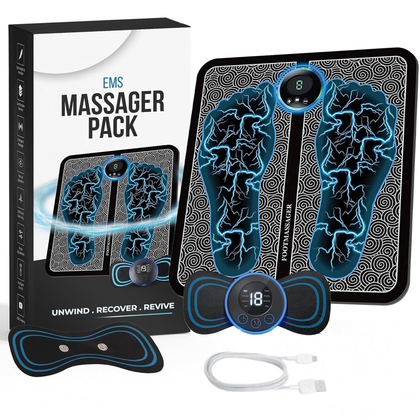 Wireless EMS Foot & Body Massager Pack