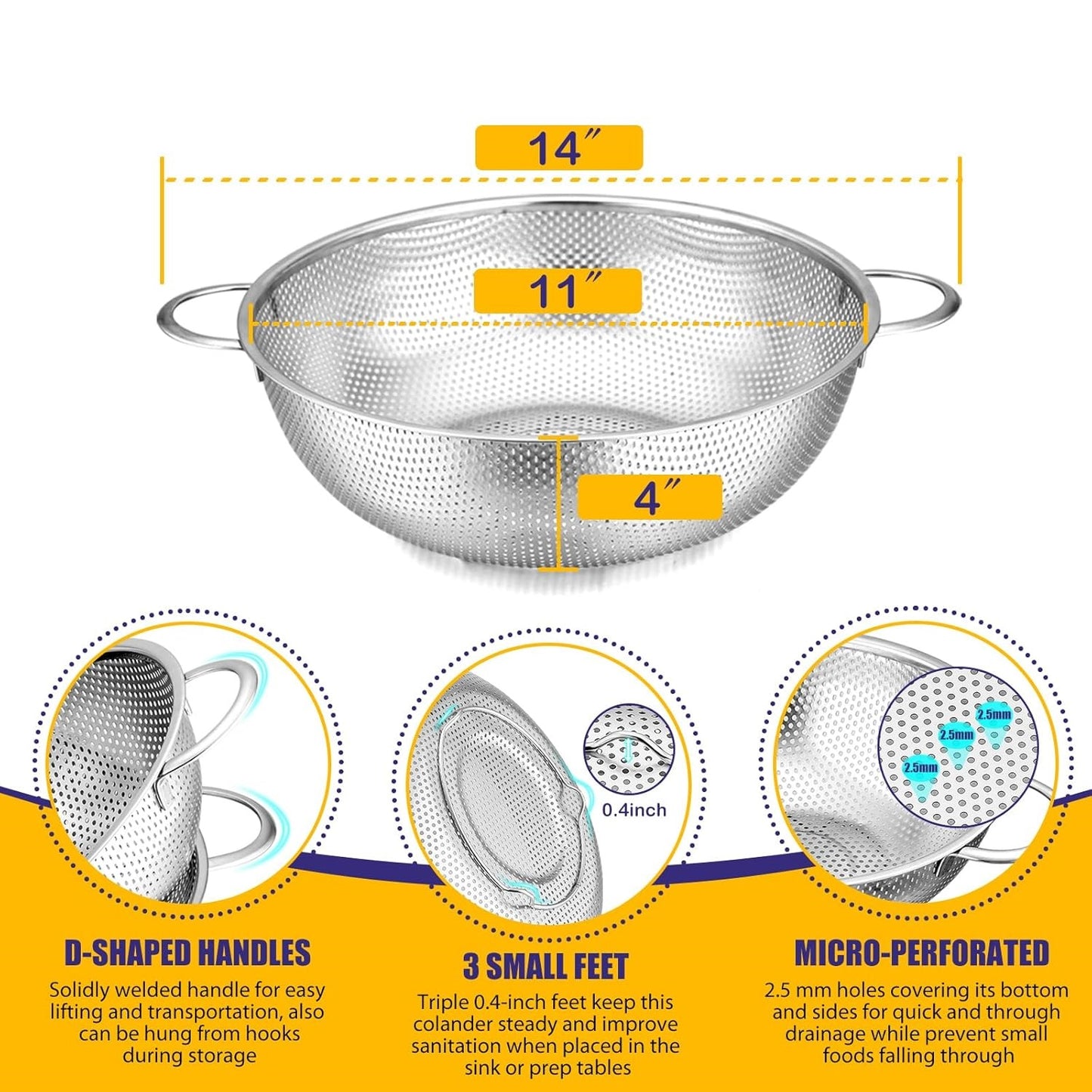Premium Stainless Steel Colander Set