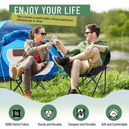 Portable Folding Camping Chair with Drink Holder & Carry Bag