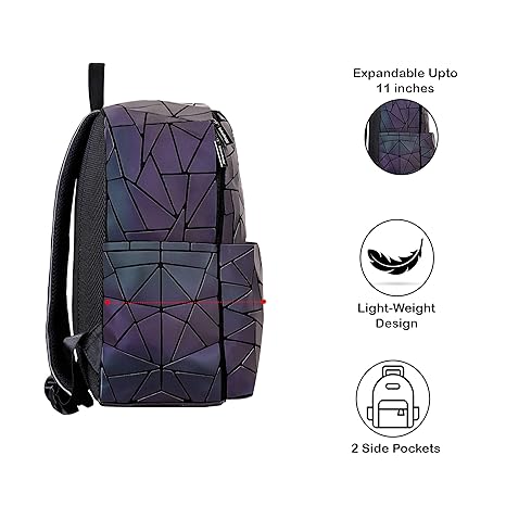 Geometric Leather Luminous Holographic Backpack