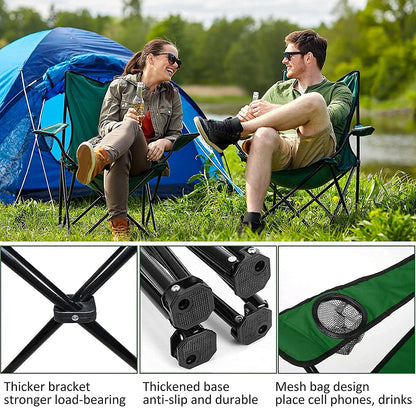 Portable Folding Camping Chair with Drink Holder & Carry Bag
