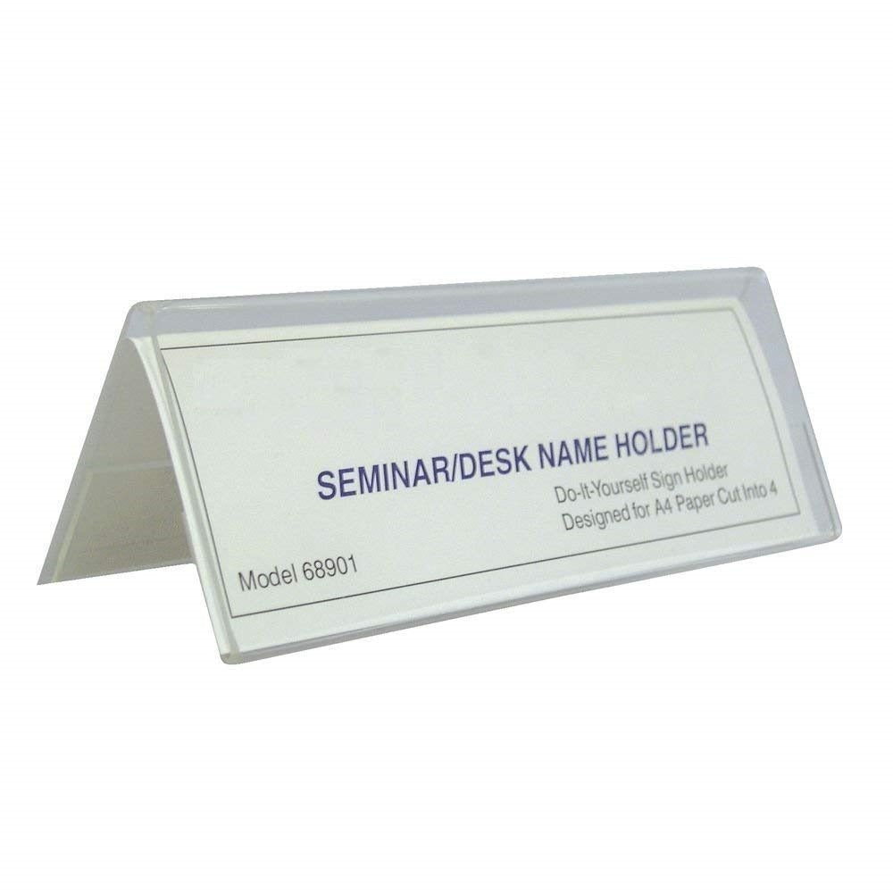 Clear Acrylic Nameplate Holder – Double-Sided Tent Style Desk Name Tag Display (5 PCS)