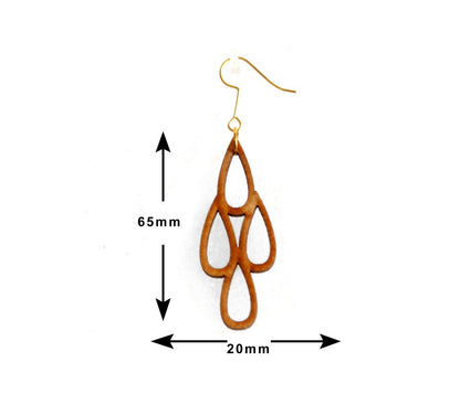 Shringar Lifestyle Fun Run – Handmade Wooden Dangle Earrings (3 PCS Combo)
