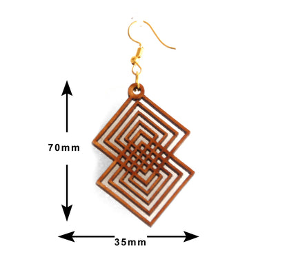 Shringar Lifestyle Fun Run – Handmade Wooden Dangle Earrings (3 PCS Combo)