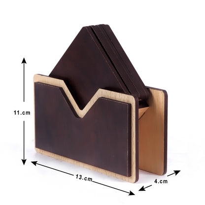 Handmade Wooden Coaster Set with Stand | Rustic Tabletop Drink Coasters