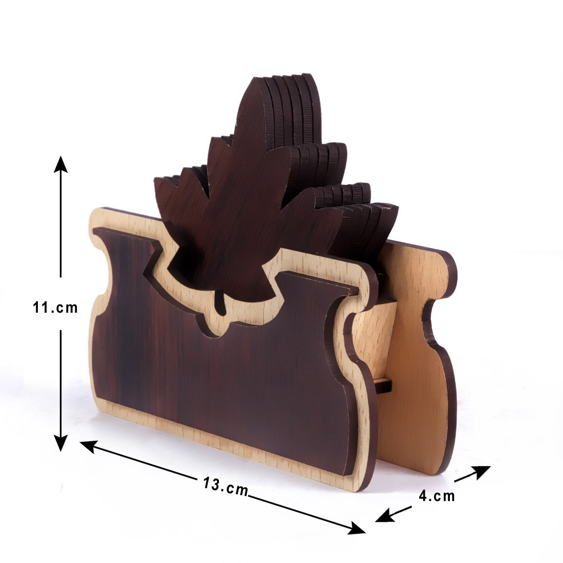 Handmade Wooden Coaster Set with Stand | Rustic Tabletop Drink Coasters