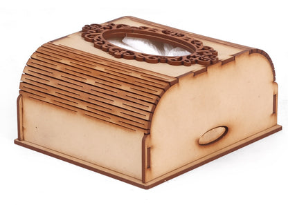 Premium MDF Wooden Tissue Box Holder – Elegant & Reusable Rectangular Tissue Dispenser for Home, Office, Car & Cafe