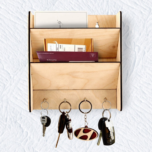 Wooden Mail Box with Key Holder – Functional & Space-Saving Design