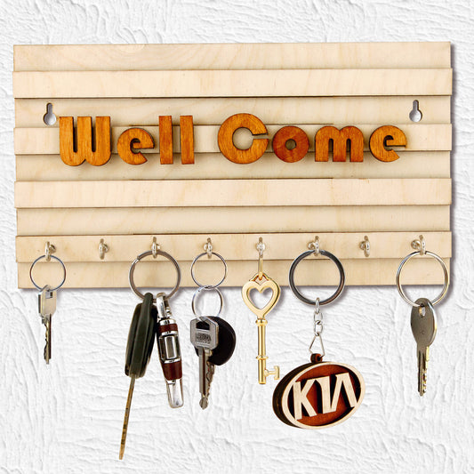 Wooden Welcome Key Holder – Functional & Space-Saving Design - Home-Office-Farm-Decor